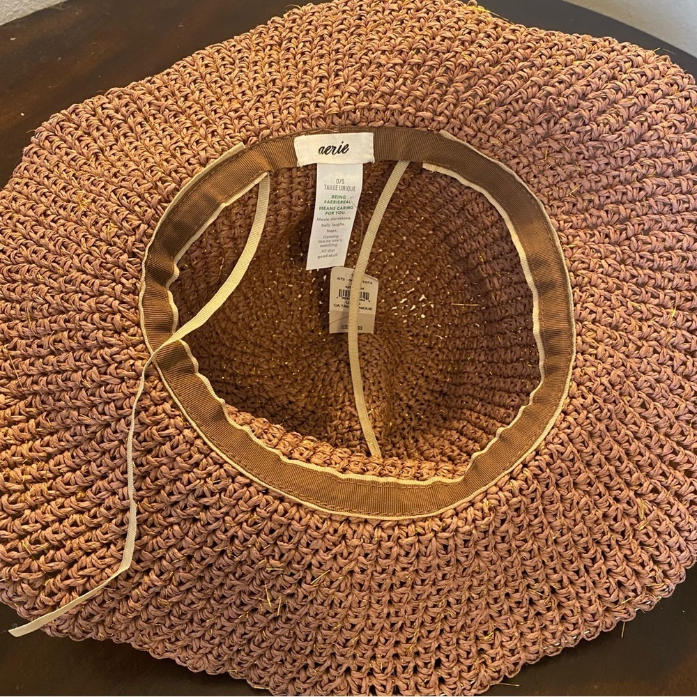 Aerie nwt unmet bohemian Brown Woven Hat one size - Picture 6 of 7